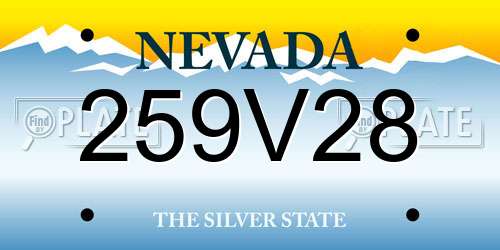 259V28 Nevada License Plate