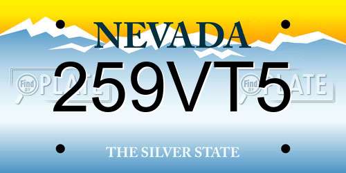 259VT5 Nevada License Plate