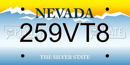 259VT8 Nevada License Plate