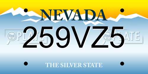 259VZ5 Nevada License Plate