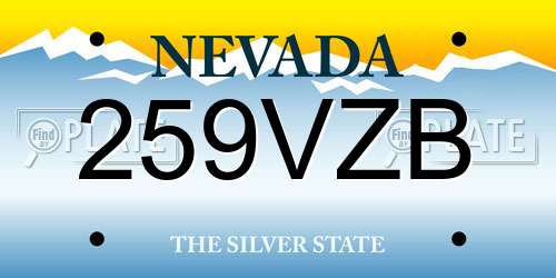 259VZB Nevada License Plate