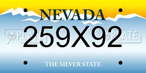 259X92 Nevada License Plate
