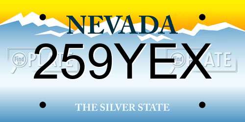 259YEX Nevada License Plate