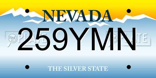 259YMN Nevada License Plate