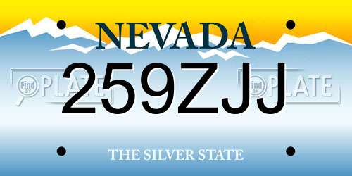 259ZJJ Nevada License Plate
