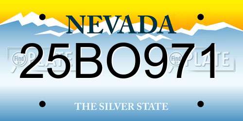 25BO971 Nevada License Plate