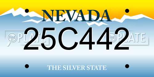 25C442 Nevada License Plate