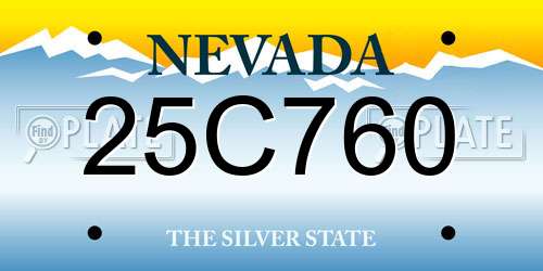 25C760 Nevada License Plate