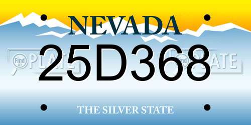 25D368 Nevada License Plate
