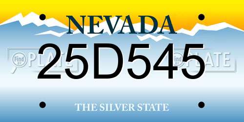 25D545 Nevada License Plate