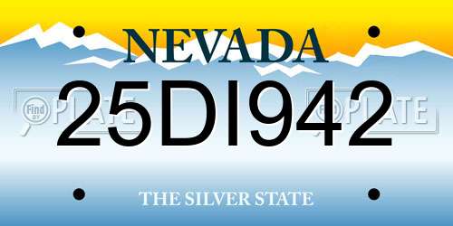 25DI942 Nevada License Plate