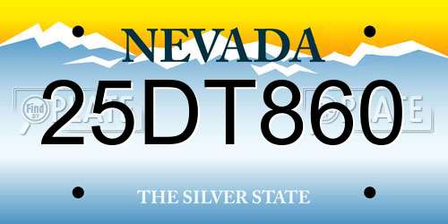 25DT860 Nevada License Plate