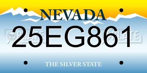 25EG861 Nevada License Plate