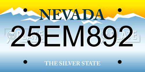 25EM892 Nevada License Plate
