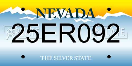 25ER092 Nevada License Plate