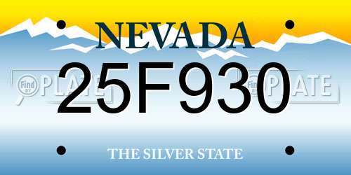 25F930 Nevada License Plate