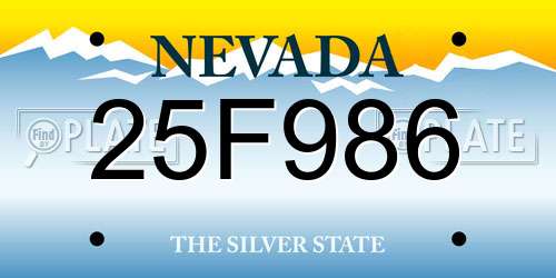 25F986 Nevada License Plate