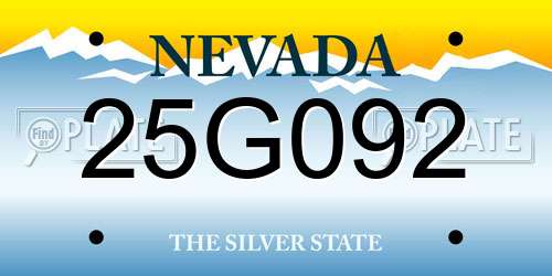 25G092 Nevada License Plate