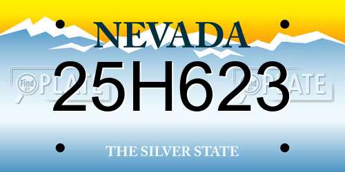 25H623 Nevada License Plate