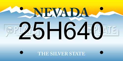 25H640 Nevada License Plate