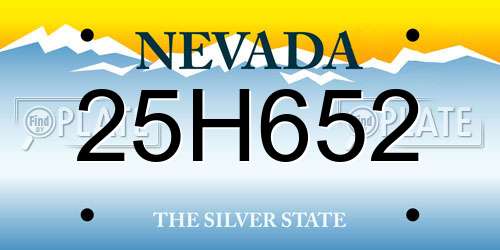 25H652 Nevada License Plate