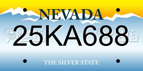 25KA688 Nevada License Plate