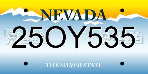 25OY535 Nevada License Plate