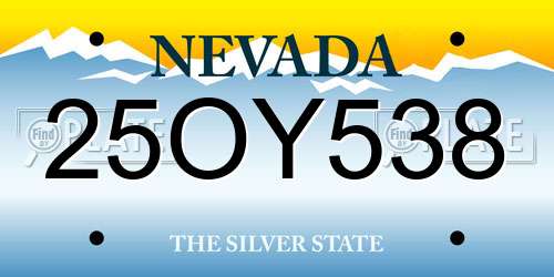 25OY538 Nevada License Plate