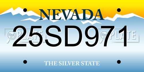 25SD971 Nevada License Plate