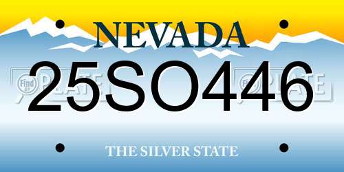 25SO446 Nevada License Plate