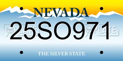 25SO971 Nevada License Plate