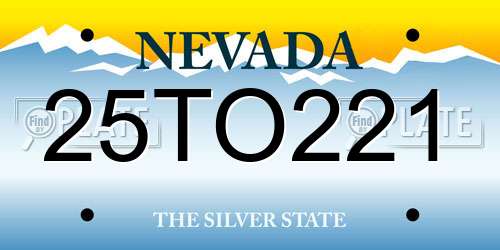 25TO221 Nevada License Plate