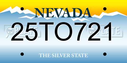 25TO721 Nevada License Plate