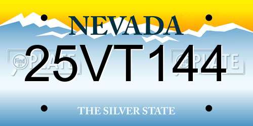 25VT144 Nevada License Plate
