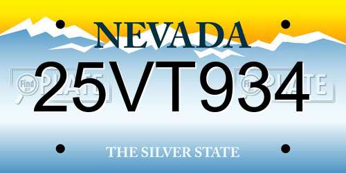 25VT934 Nevada License Plate
