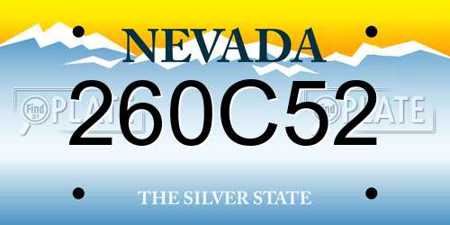 260C52 Nevada License Plate