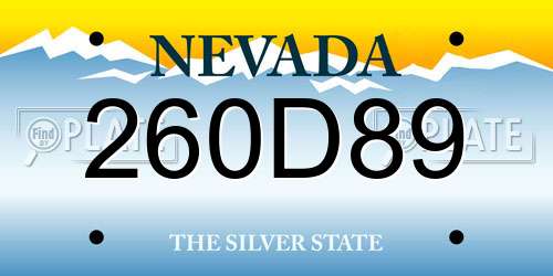260D89 Nevada License Plate