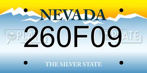 260F09 Nevada License Plate