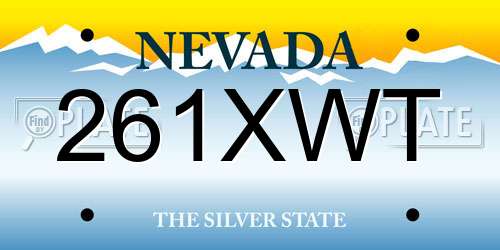261XWT Nevada License Plate