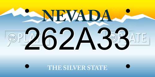 262A33 Nevada License Plate