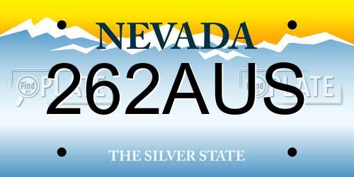 262AUS Nevada License Plate