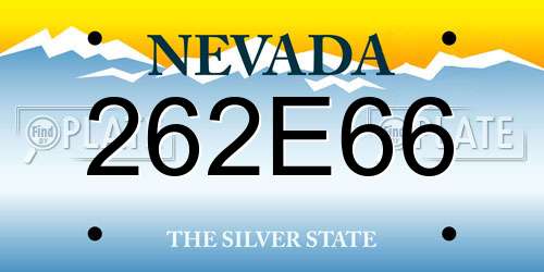 262E66 Nevada License Plate