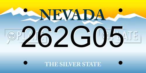 262G05 Nevada License Plate