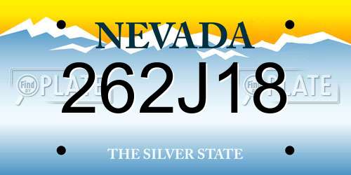 262J18 Nevada License Plate