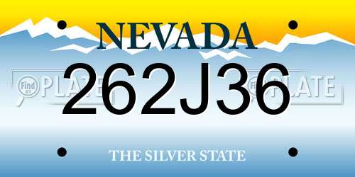 262J36 Nevada License Plate