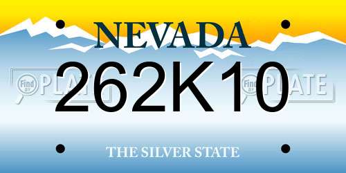 262K10 Nevada License Plate
