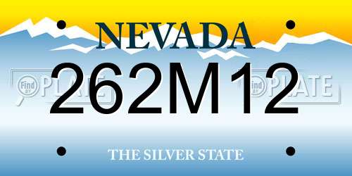 262M12 Nevada License Plate