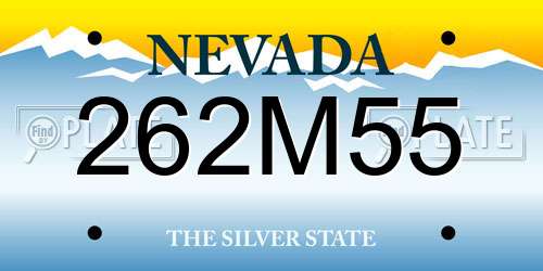 262M55 Nevada License Plate