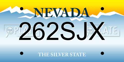 262SJX Nevada License Plate
