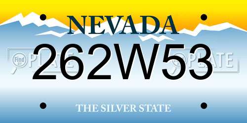262W53 Nevada License Plate